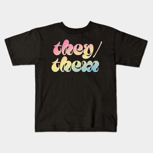 They/Them Pronouns --- Retro Style Design Kids T-Shirt by DankFutura